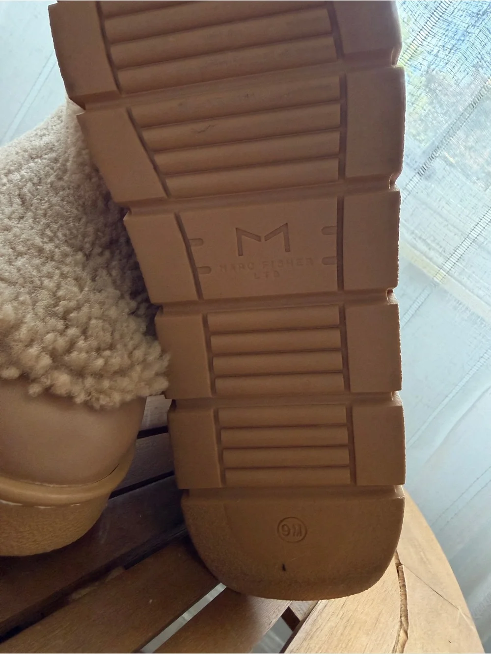 Marc Fisher Kamryn Shearling Boot Taupe Sherpa Ankle Boots with Toggle